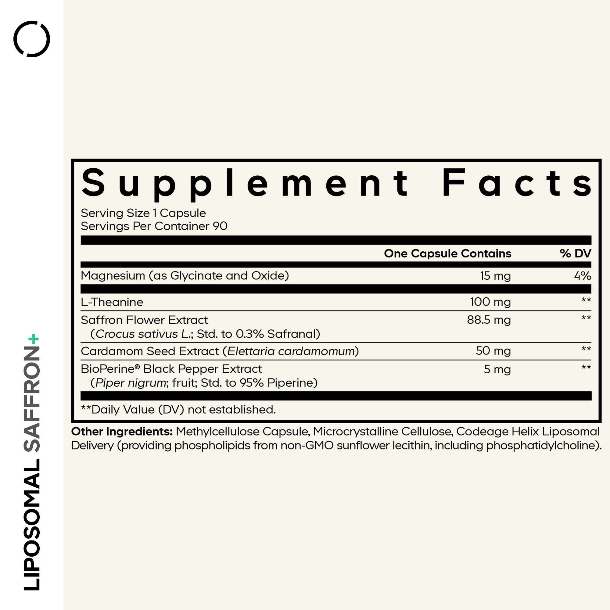 Codeage Liposomal Saffron+ supplement capsules close-up