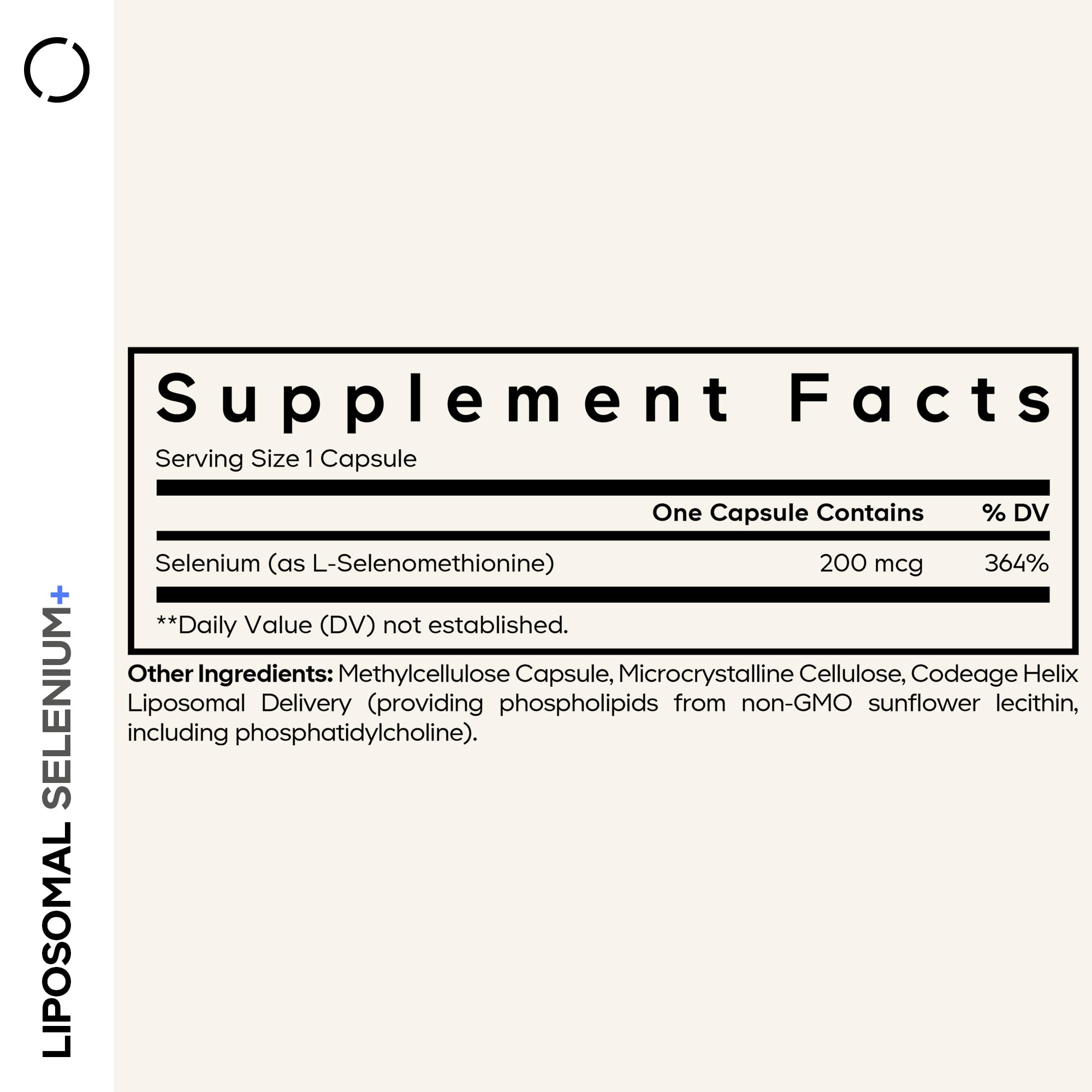 Codeage Liposomal Selenium bottle side view