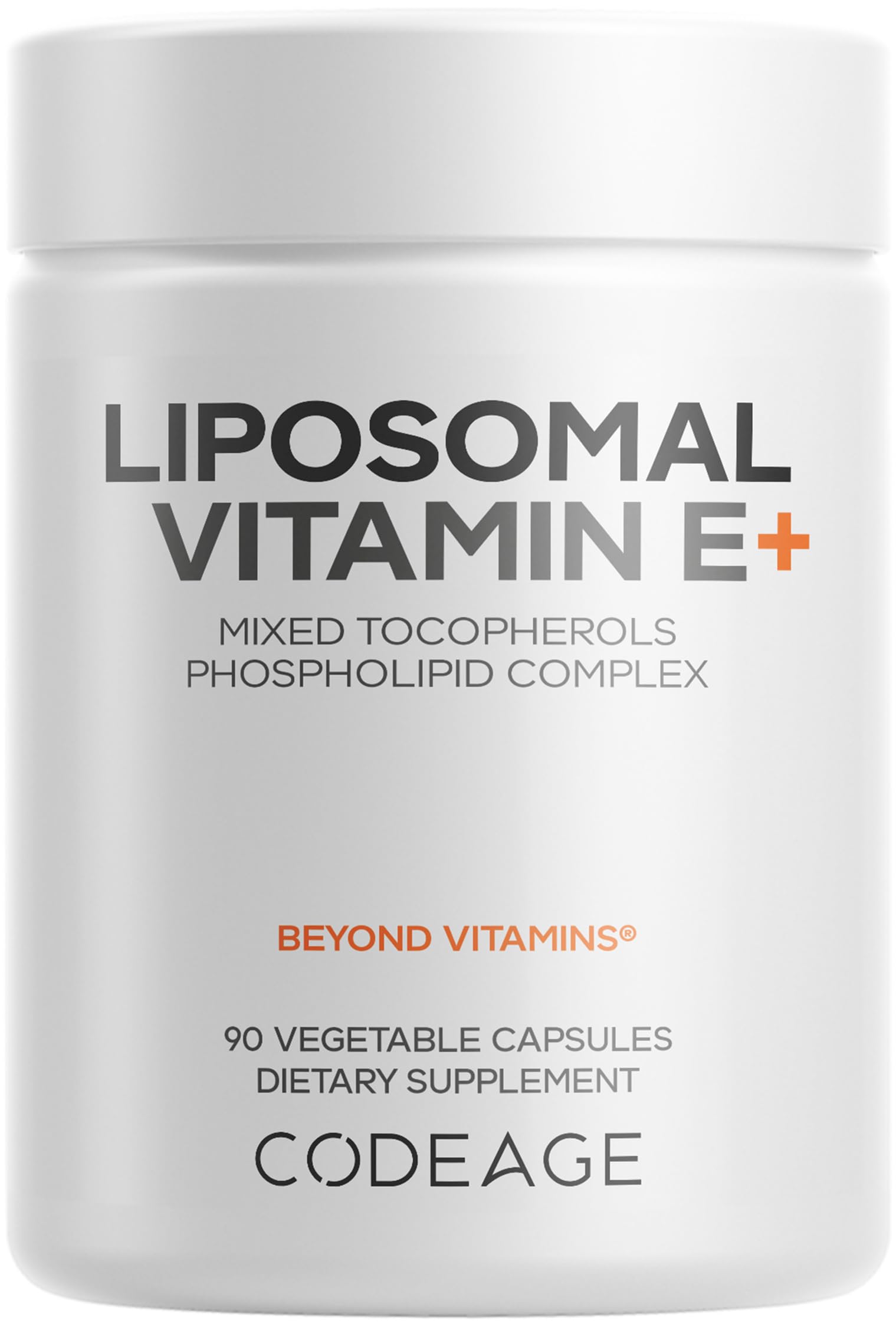 Codeage Liposomal Vitamin E+ bottle front view