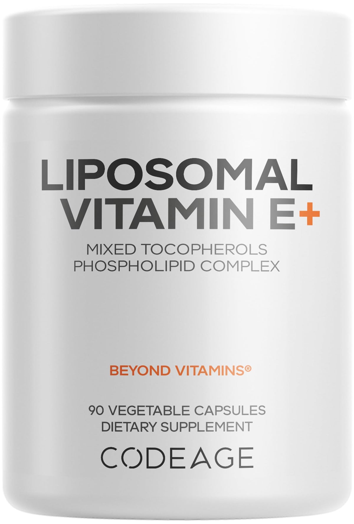 Codeage Liposomal Vitamin E+ bottle front view