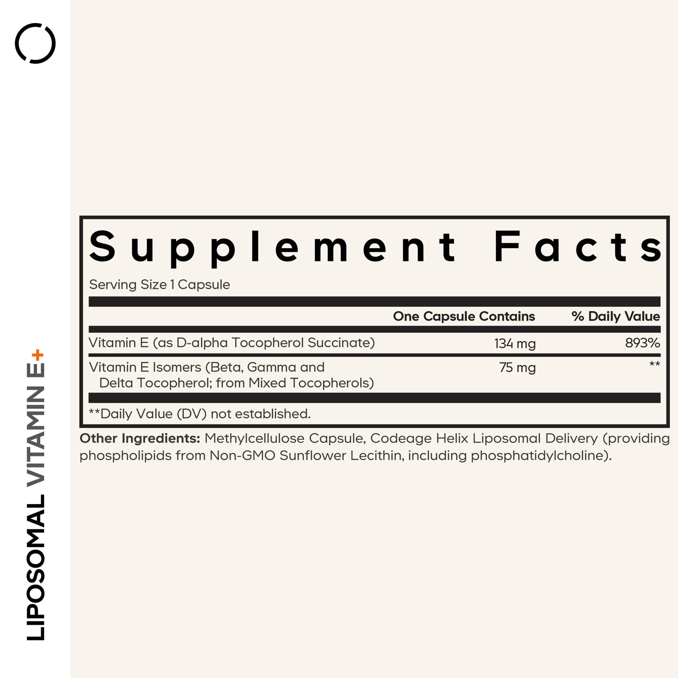 Codeage Liposomal Vitamin E+ capsule close-up