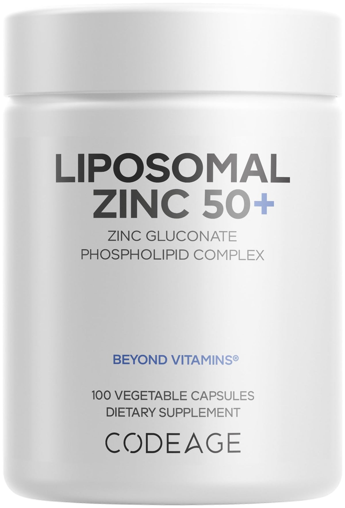 Codeage Liposomal Zinc 50mg 100 capsules front view