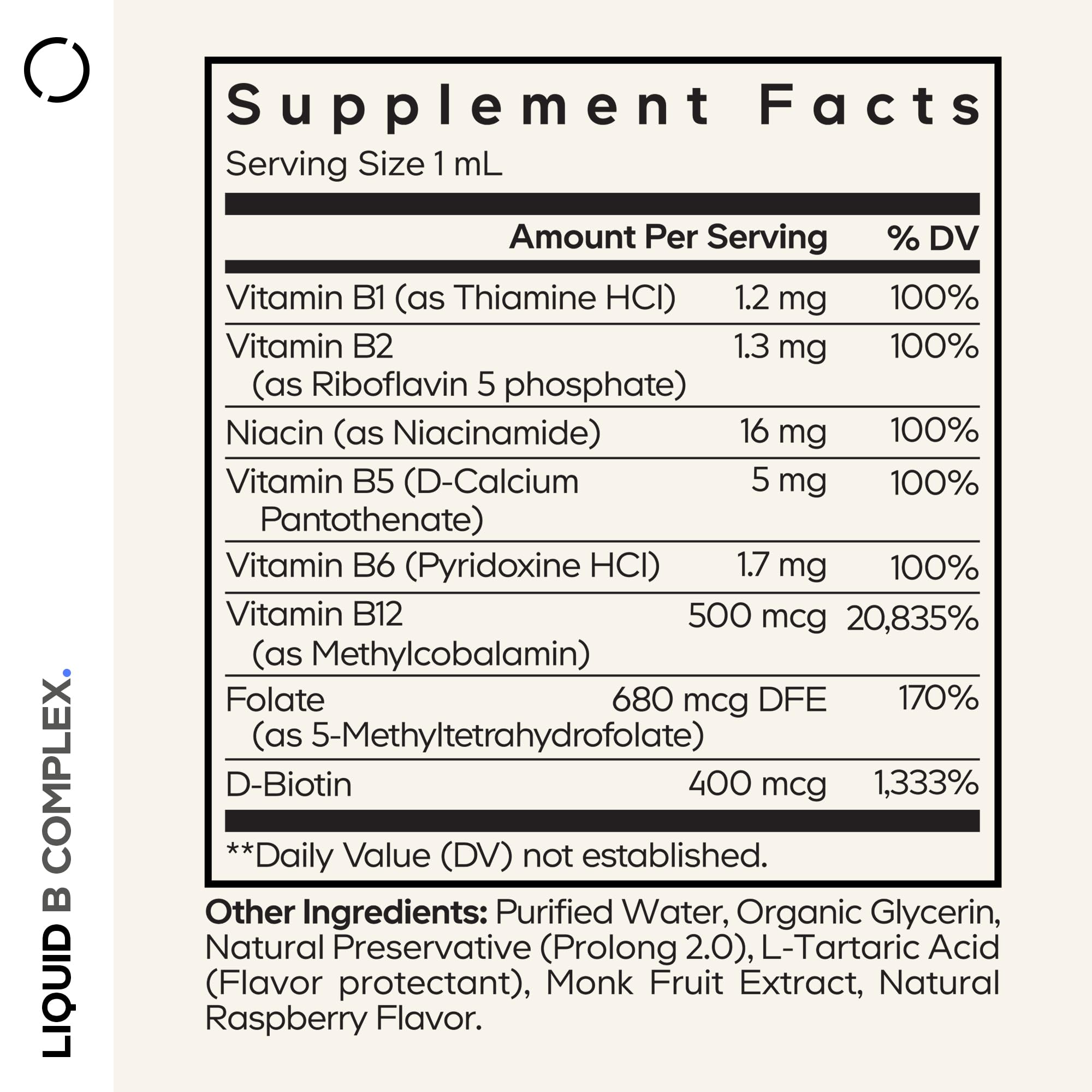 Codeage Liquid B-Complex 8 B Vitamins packaging side view