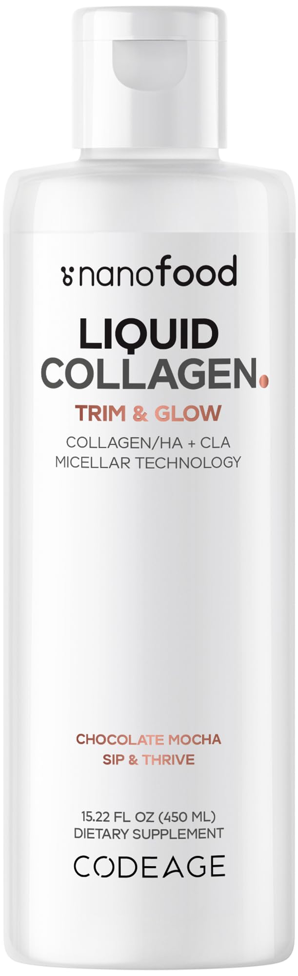 Codeage Liquid Collagen & CLA Supplement 490g chocolate flavour front view