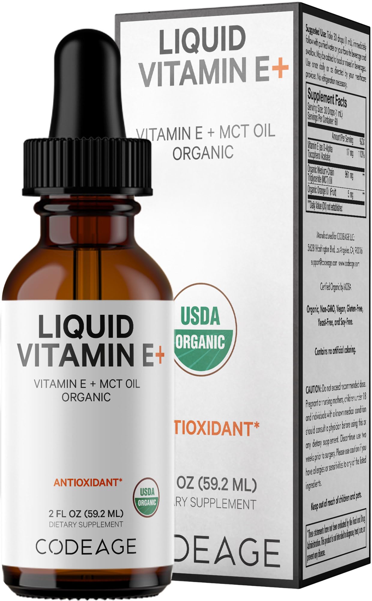 Codeage Liquid Vitamin E Supplement bottle front view