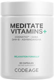 Codeage Meditate Vitamins bottle front view with organic mushrooms and berries