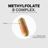 Codeage Methylfolate B Complex capsules on a marble surface