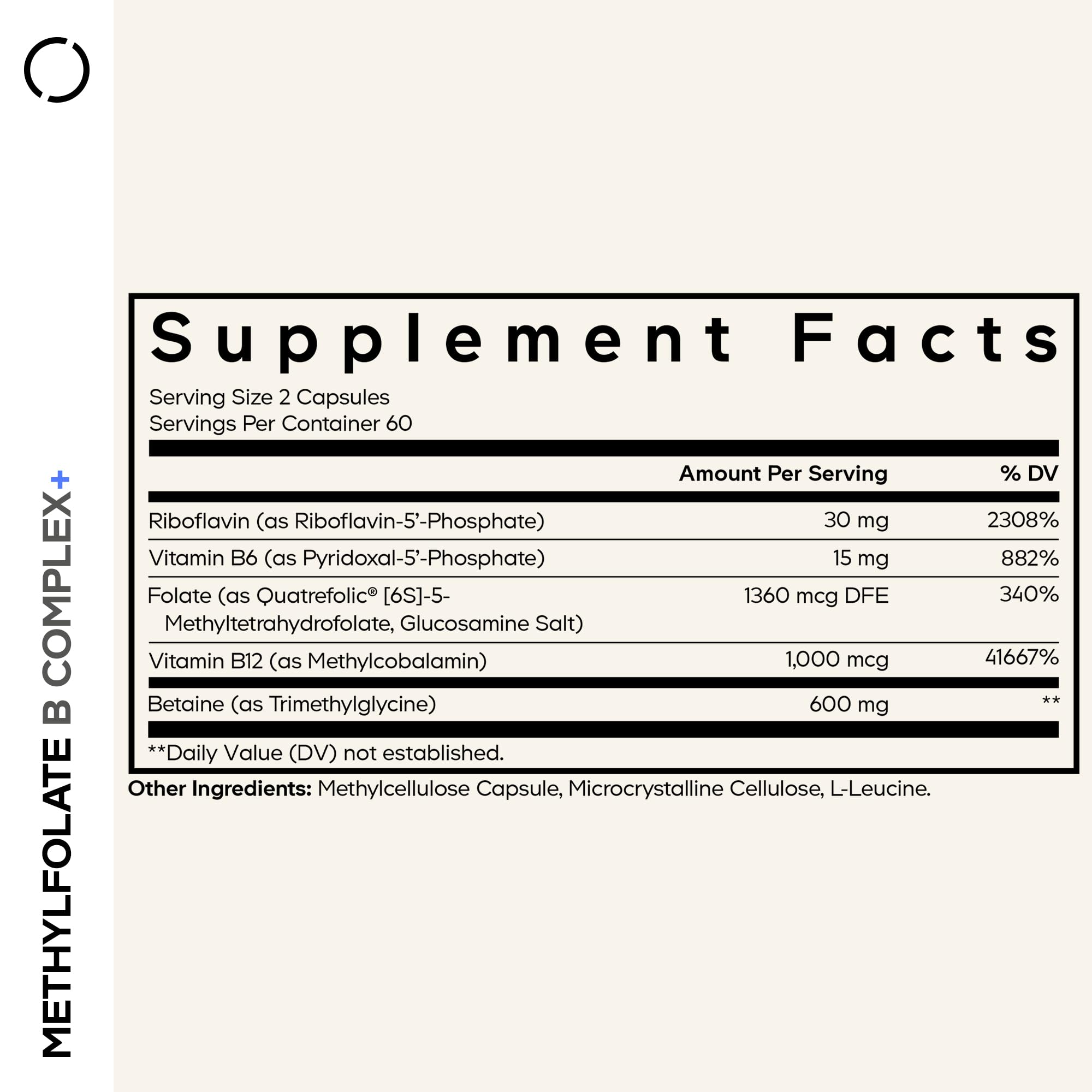 Codeage Methylfolate B Complex capsules on a wooden table