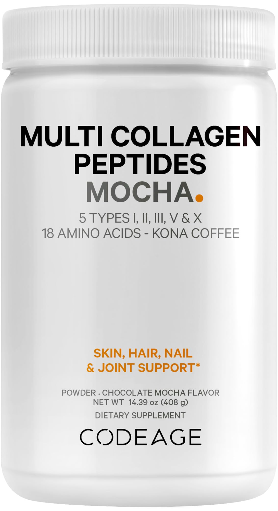 Codeage Multi Collagen Mocha Instant Coffee front view packaging