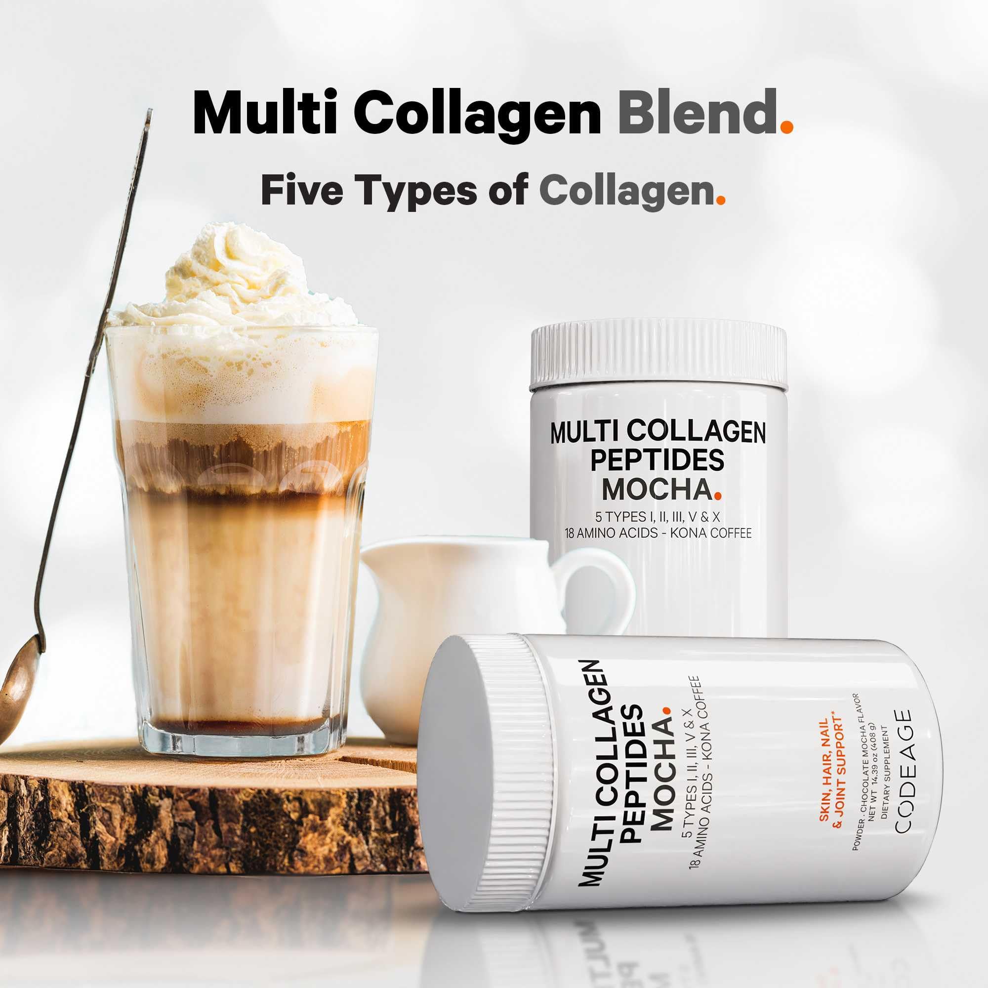 Codeage Multi Collagen Mocha Instant Coffee served in a cup