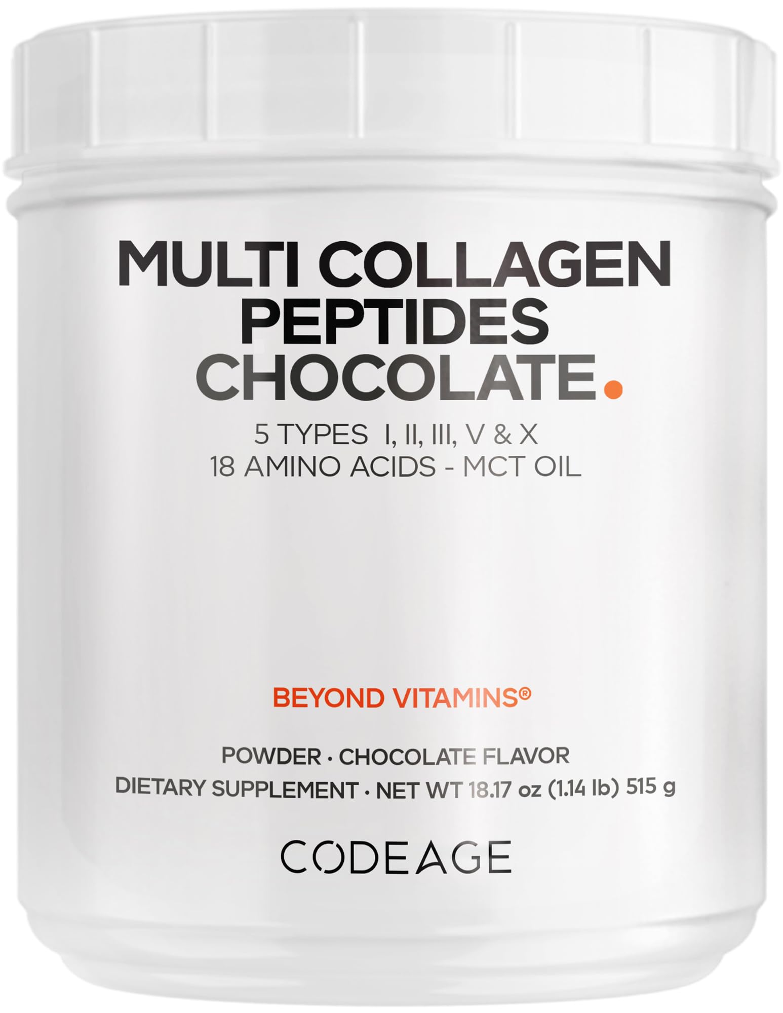 Codeage Multi Collagen Powder Chocolate 590g front view
