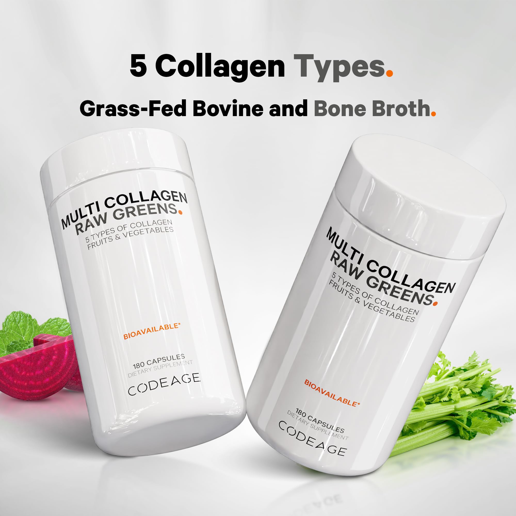 Codeage Multi Collagen Raw Greens 150 Capsules back view