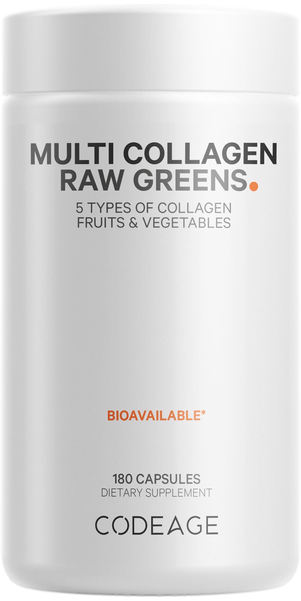Codeage Multi Collagen Raw Greens 150 Capsules front view