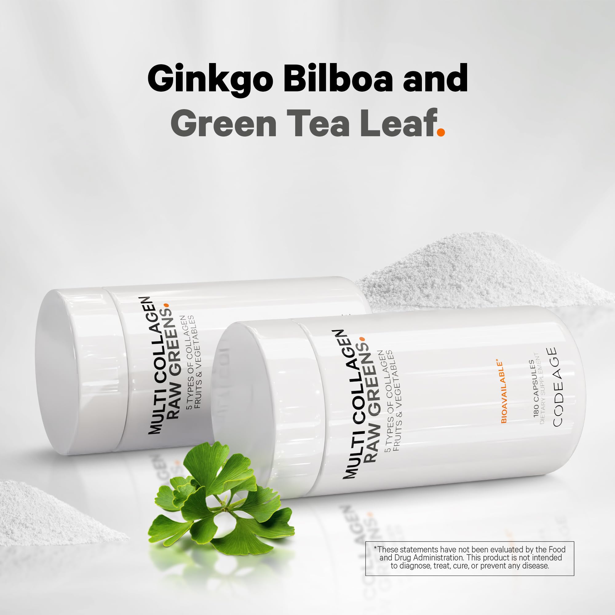 Codeage Multi Collagen Raw Greens 150 Capsules on a wooden table