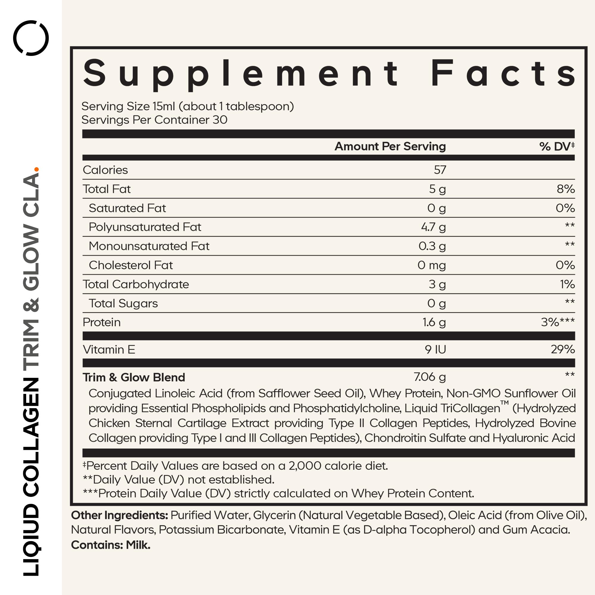 Codeage Nanofood Liposomal Trim & Glow CLA 508g liquid supplement side view