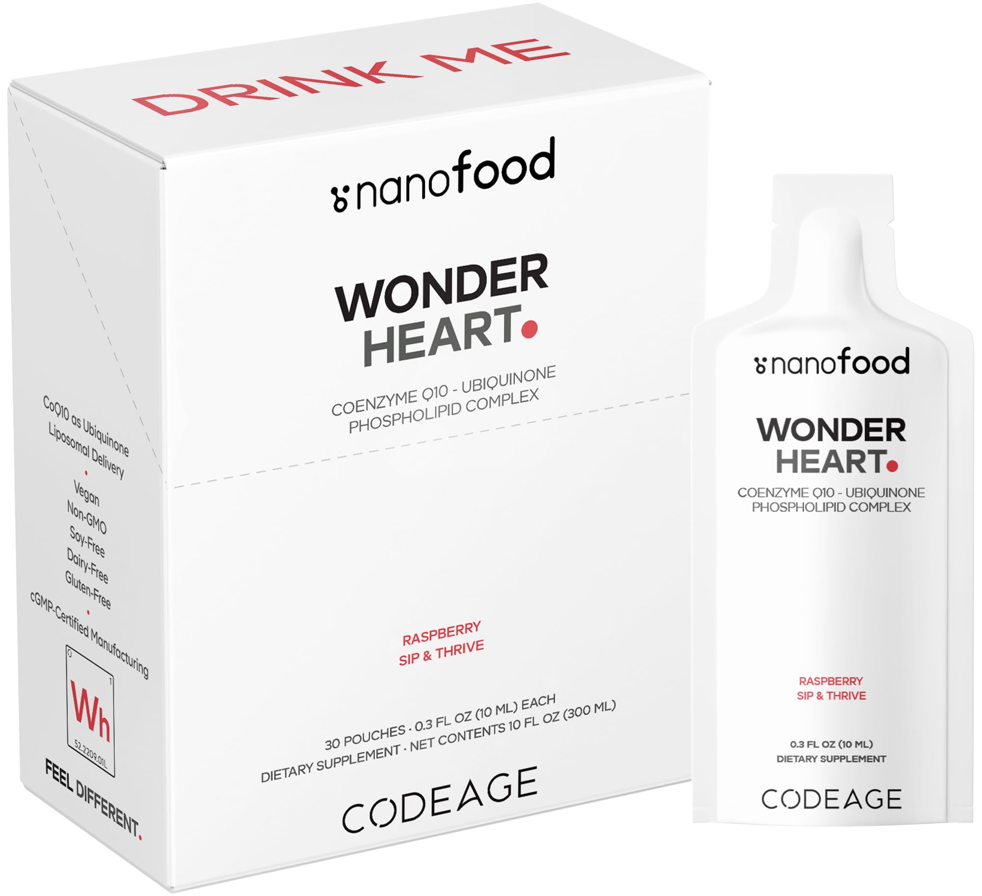 Codeage Nanofood Wonder Heart Liquid CoQ10 100mg box front view
