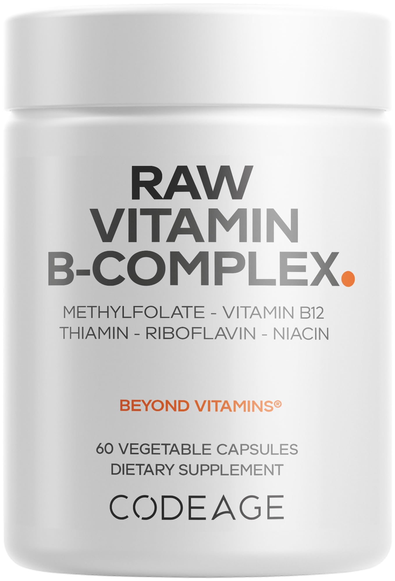 Codeage Raw Vitamin B-Complex 60 capsules front view