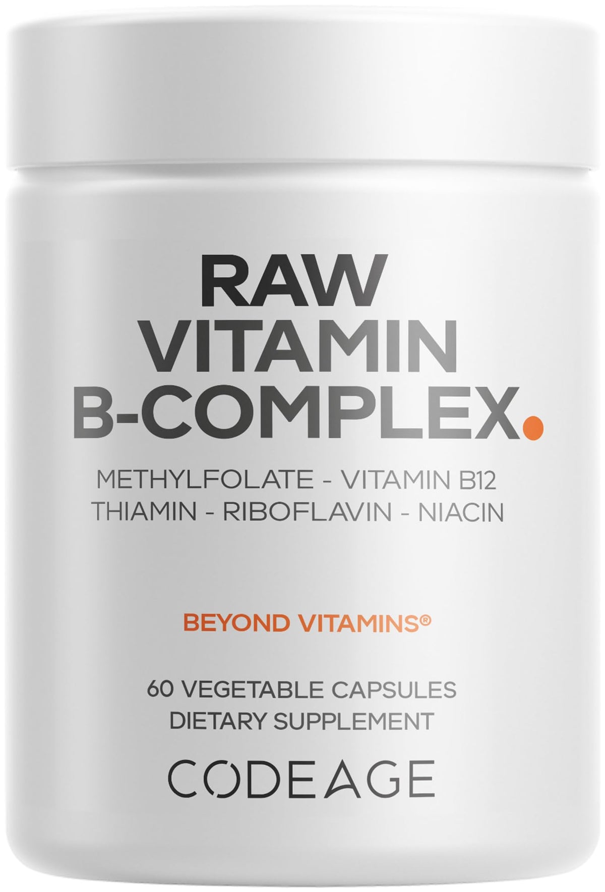 Codeage Raw Vitamin B-Complex 60 capsules front view
