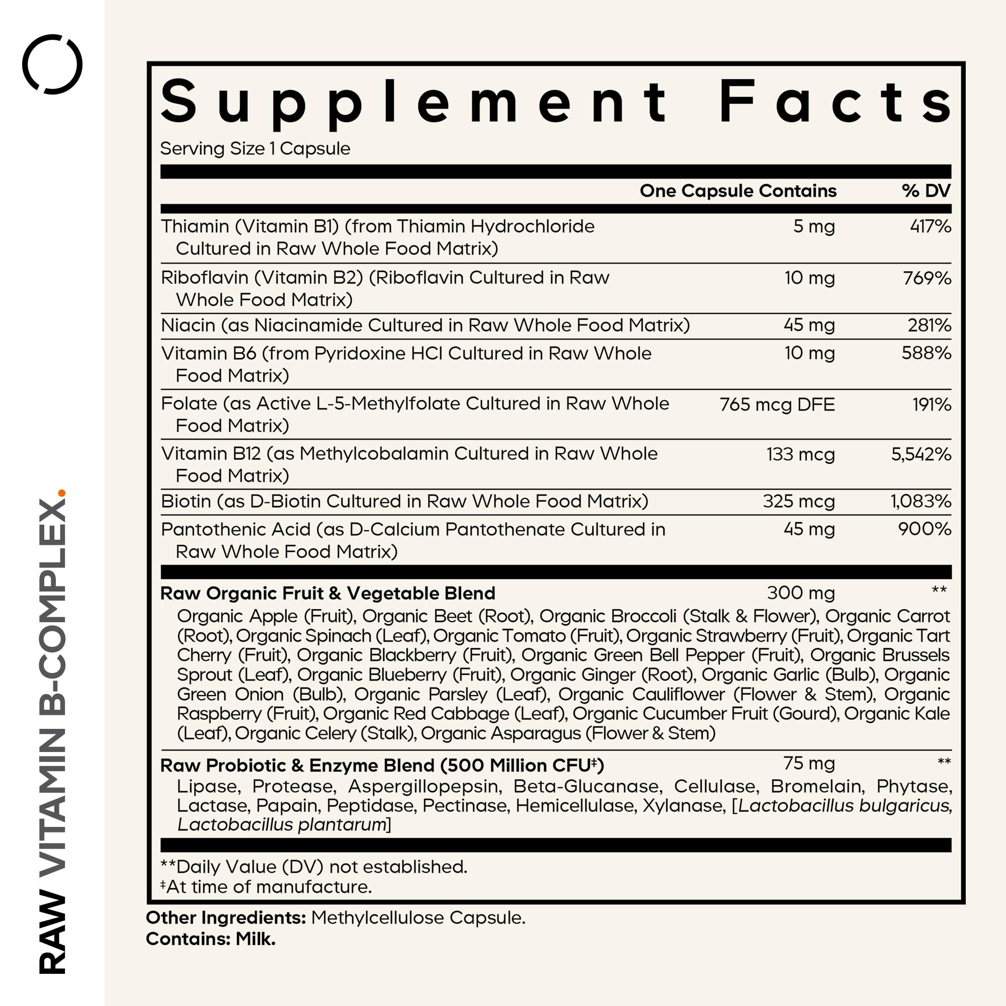 Codeage Raw Vitamin B-Complex bottle side view