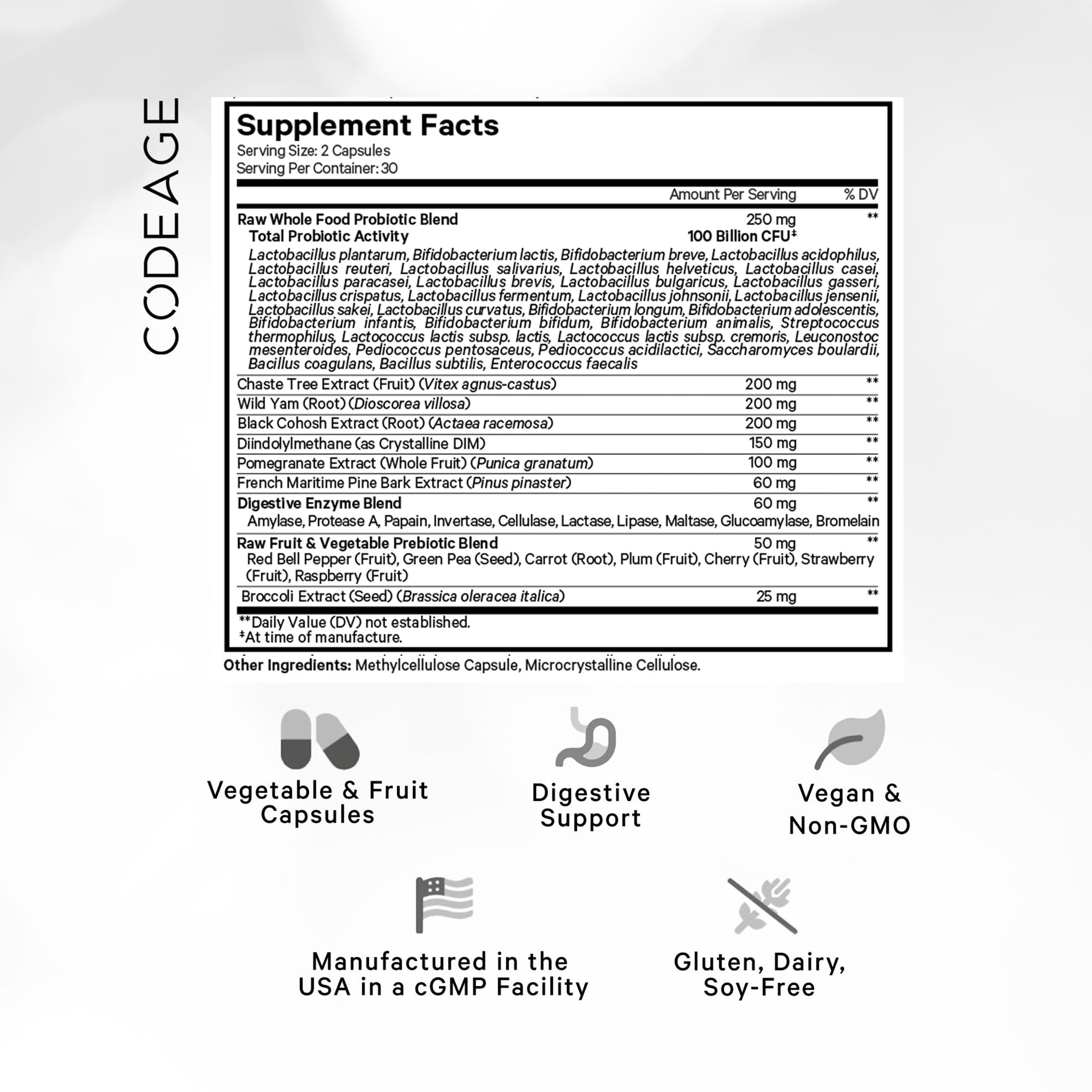 Codeage Raw Women's Probiotic side view showing capsule