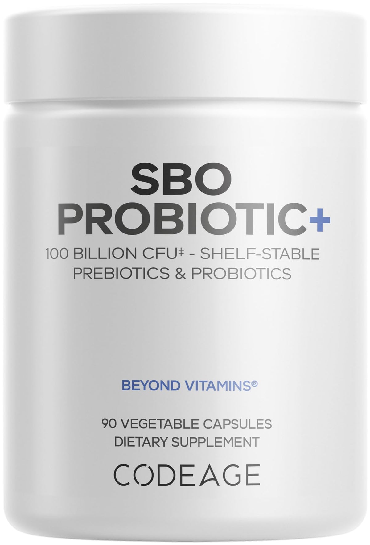 Codeage SBO Probiotic+ 100 Billion CFU capsule bottle front view