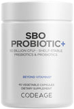 Codeage SBO Probiotic+ bottle front view with 50 billion CFUs
