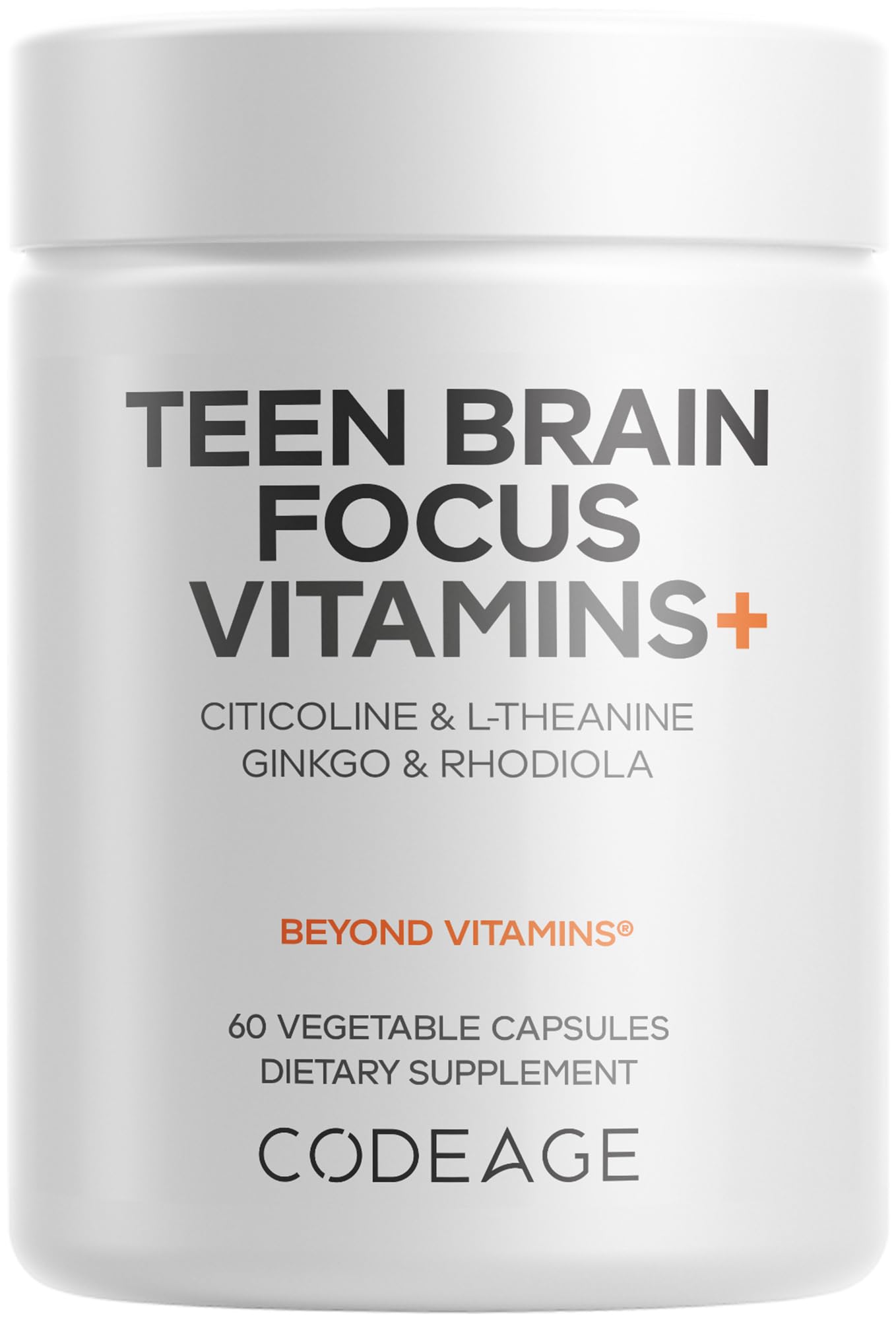 Codeage Teen Brain Focus Vitamins+ 60 capsules front view