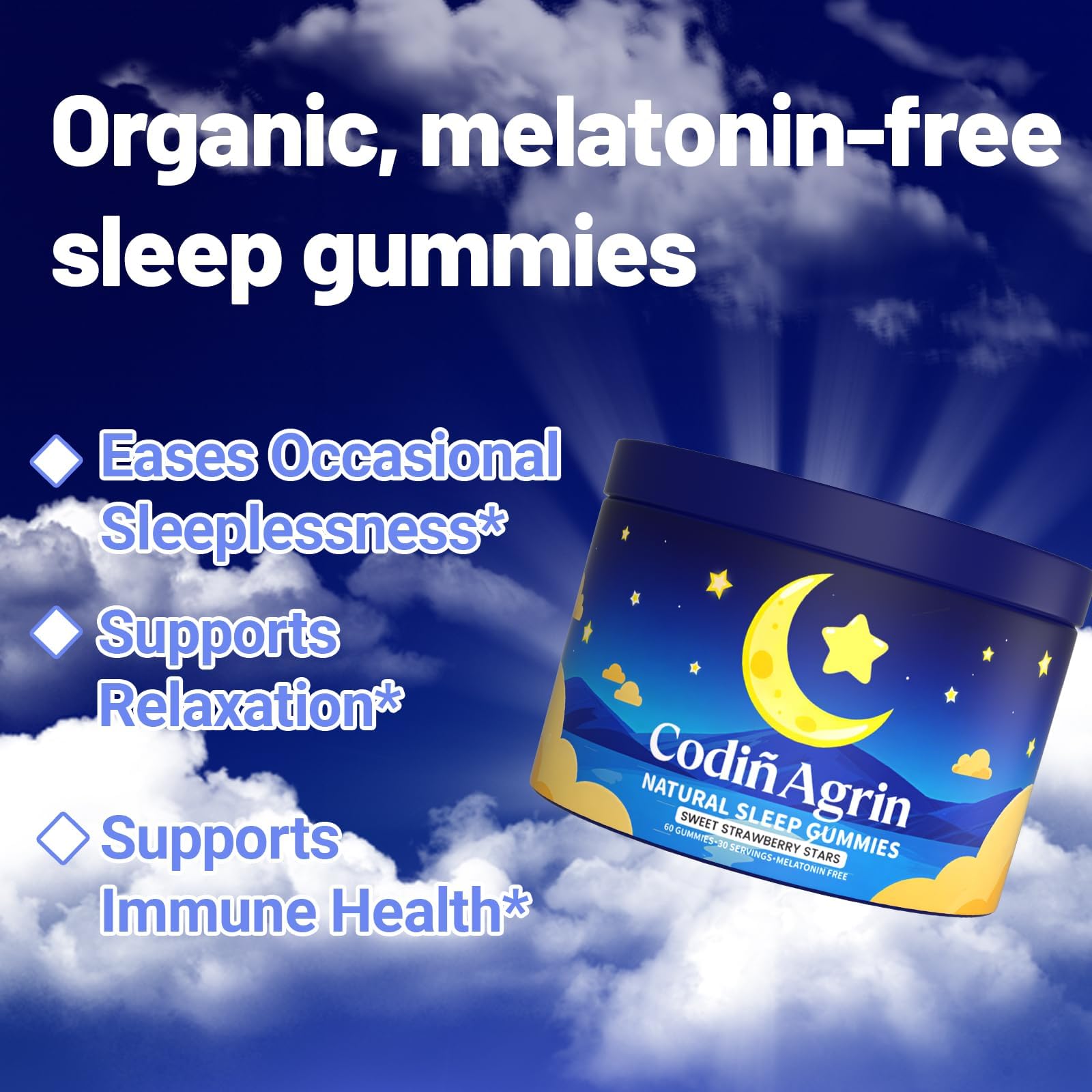 CodinAgrin Sleep Gummies with a glass of water
