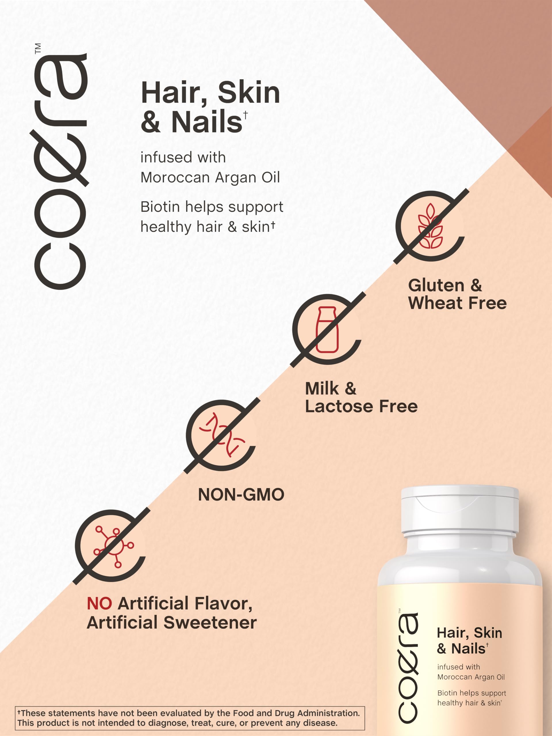 Coera Hair, Skin & Nails Biotin Softgels side view
