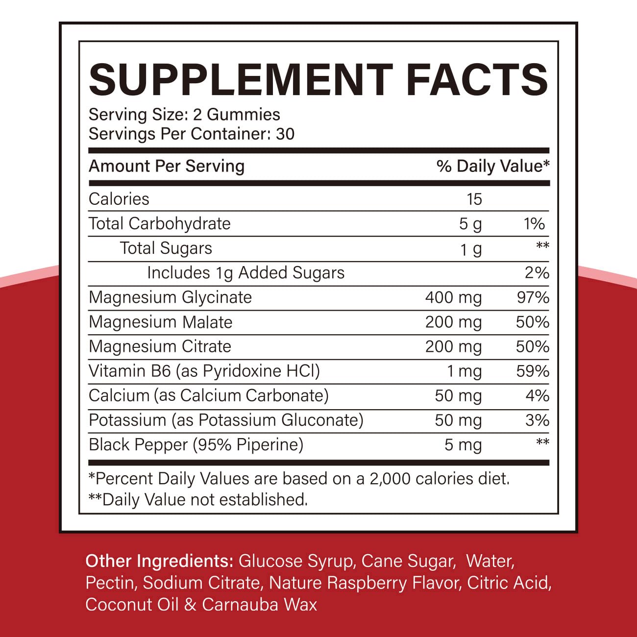 Cofure Magnesium Complex Gummies 800mg back view showing ingredients