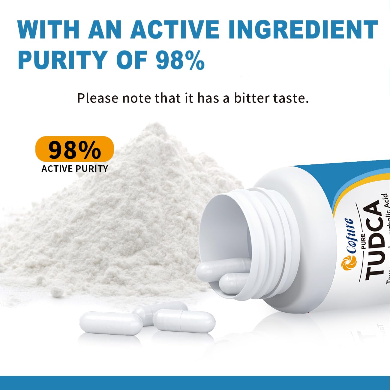Cofure TUDCA Supplement 500 mg capsules in a hand