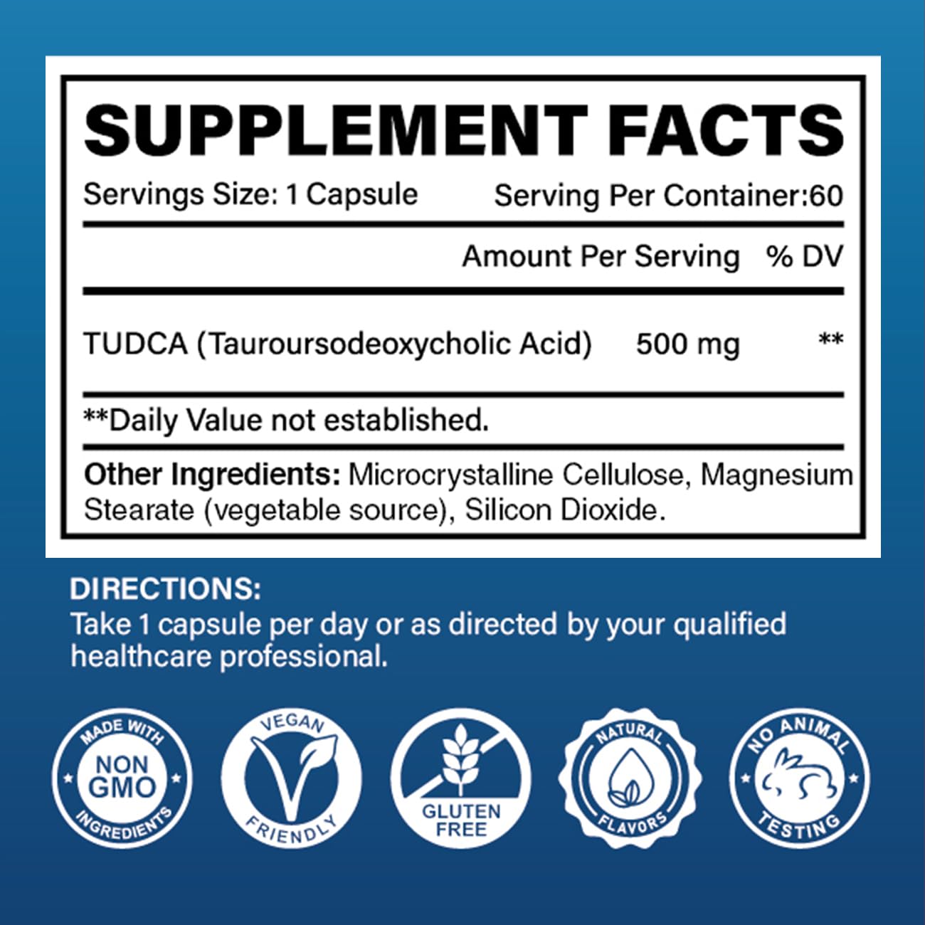 Cofure TUDCA Supplement 500 mg capsules side view