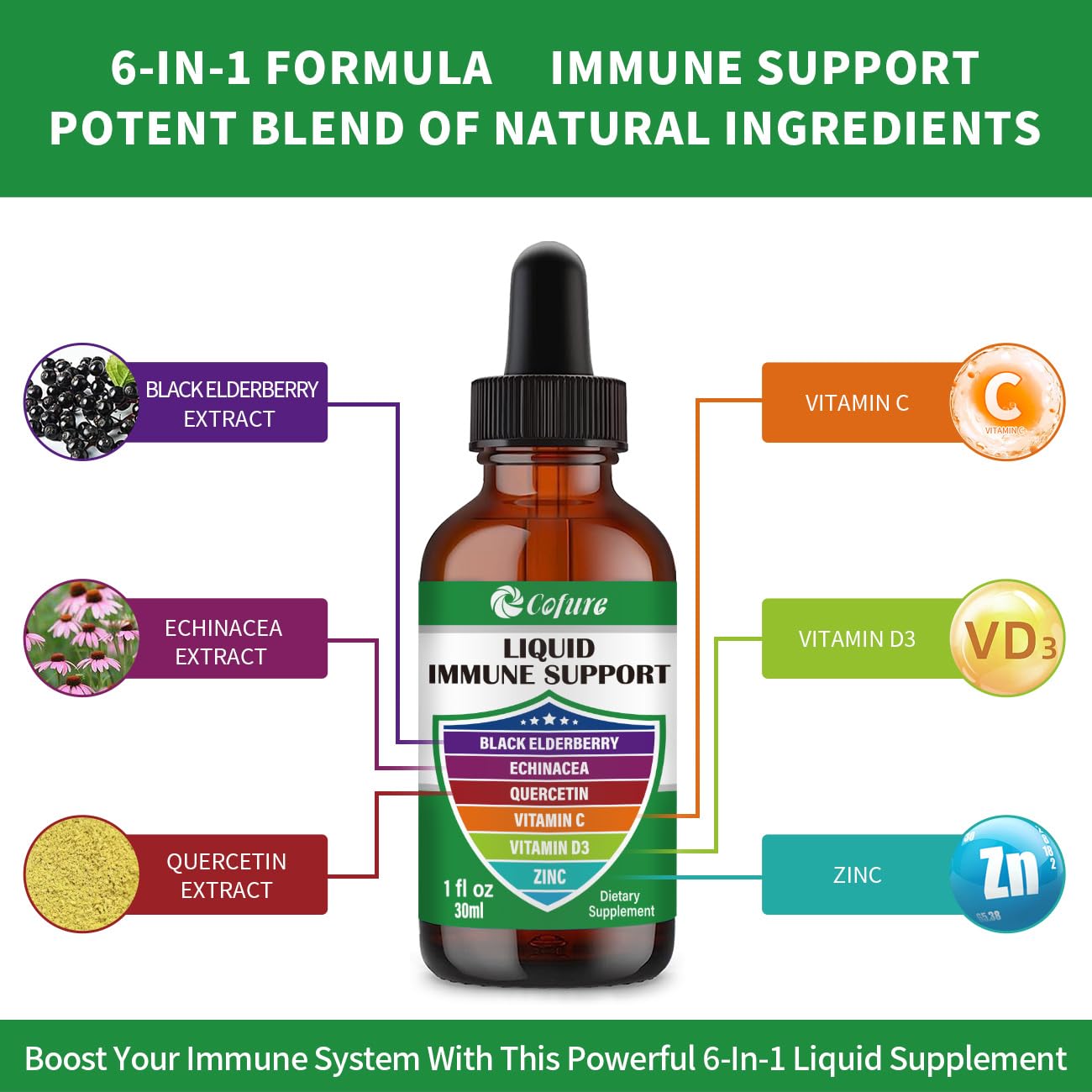 Cofure Vitamin C Liquid Drops 132g with dropper in a lifestyle setting