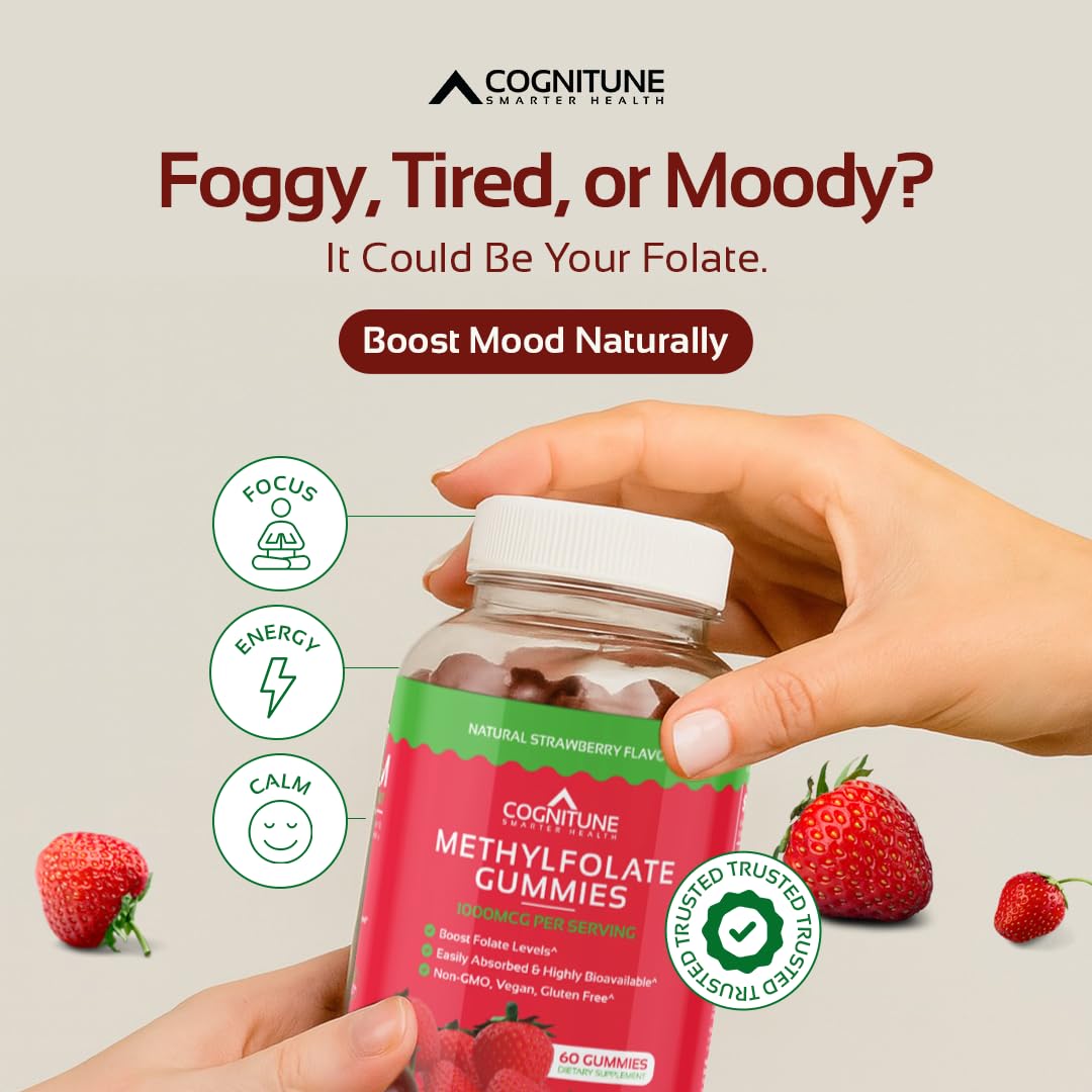 CogniTune Methylfolate Gummies with serving suggestion