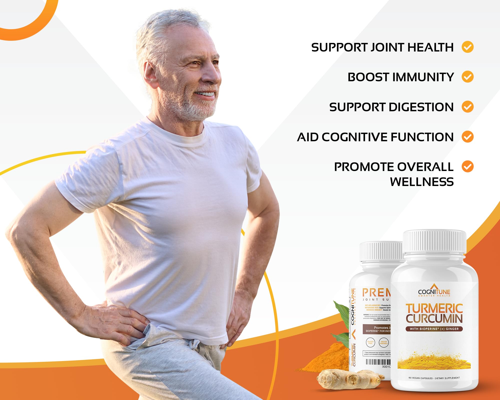 CogniTune Turmeric Curcumin Capsules displayed with other herbal supplements