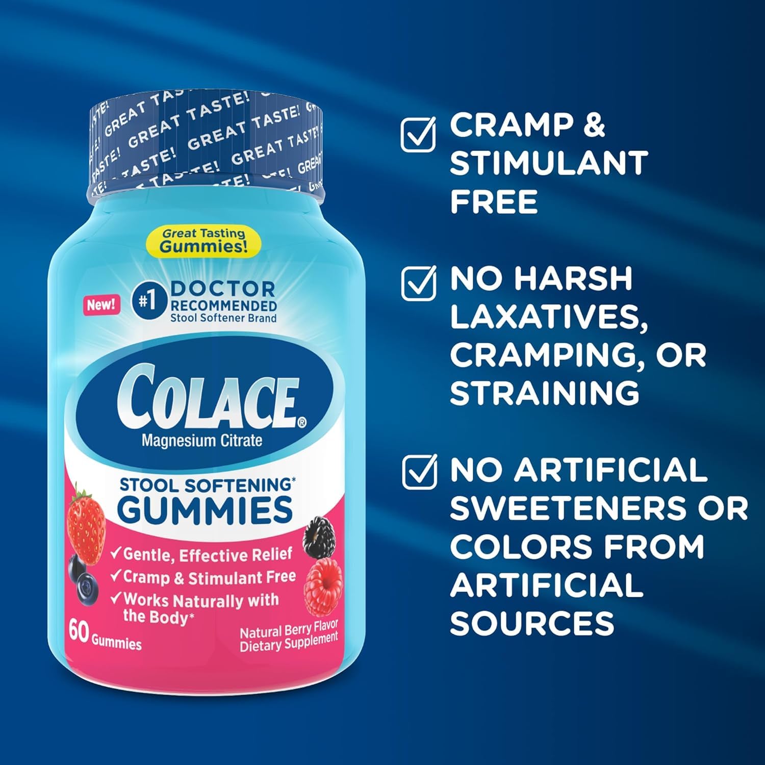 Colace Magnesium Citrate Gummies on a wooden table