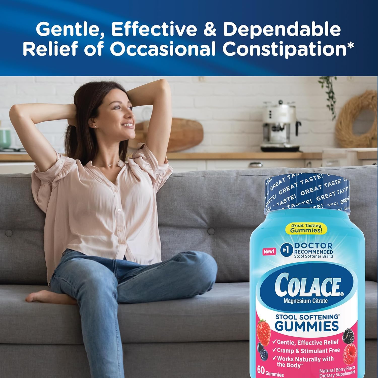 Colace Magnesium Citrate Gummies packaging side view