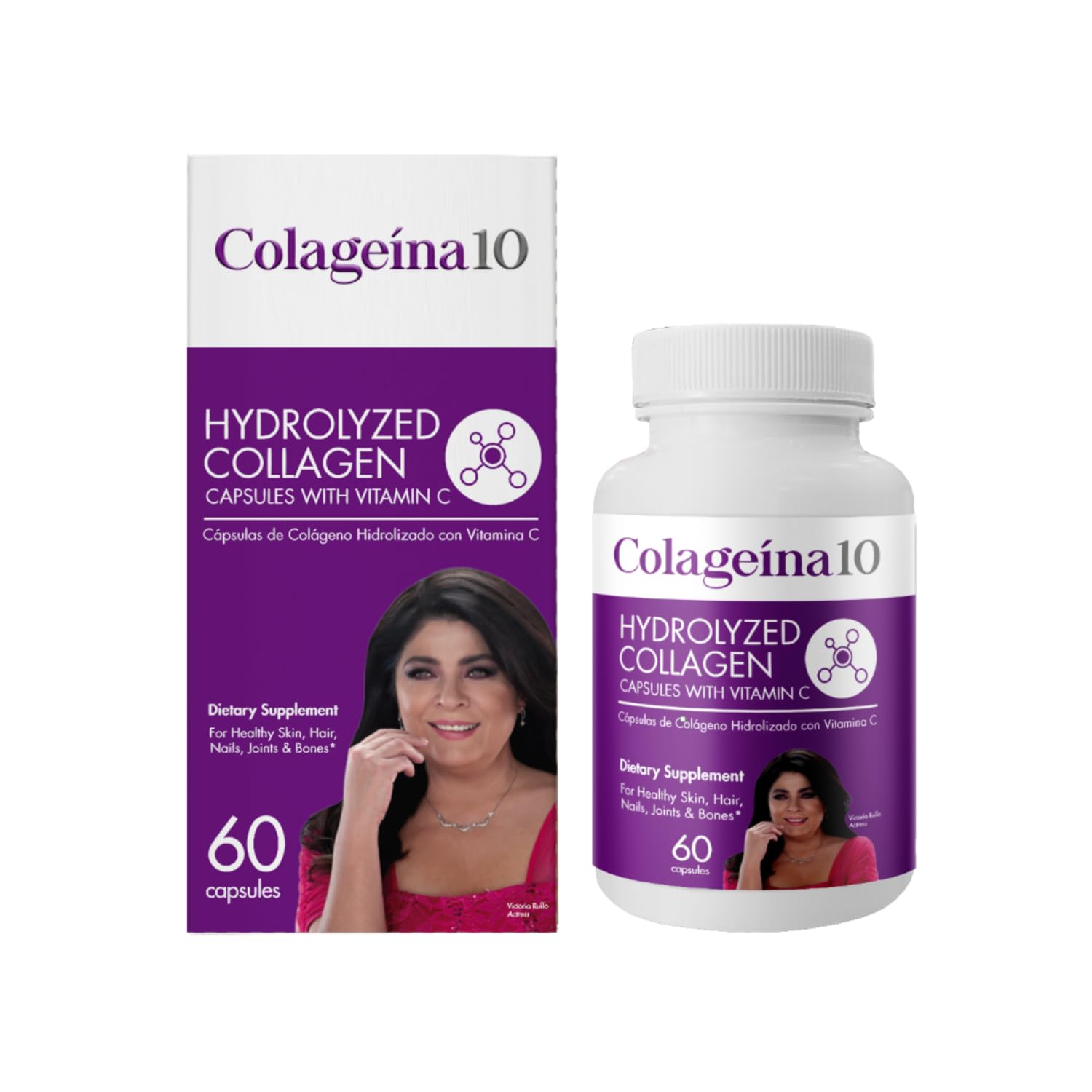 Colageina 10 Collagen Capsules front view with packaging