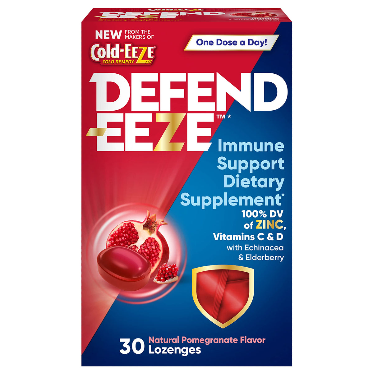 Cold-Eeze DEFEND-EEZE Zinc Lozenges front view with packaging