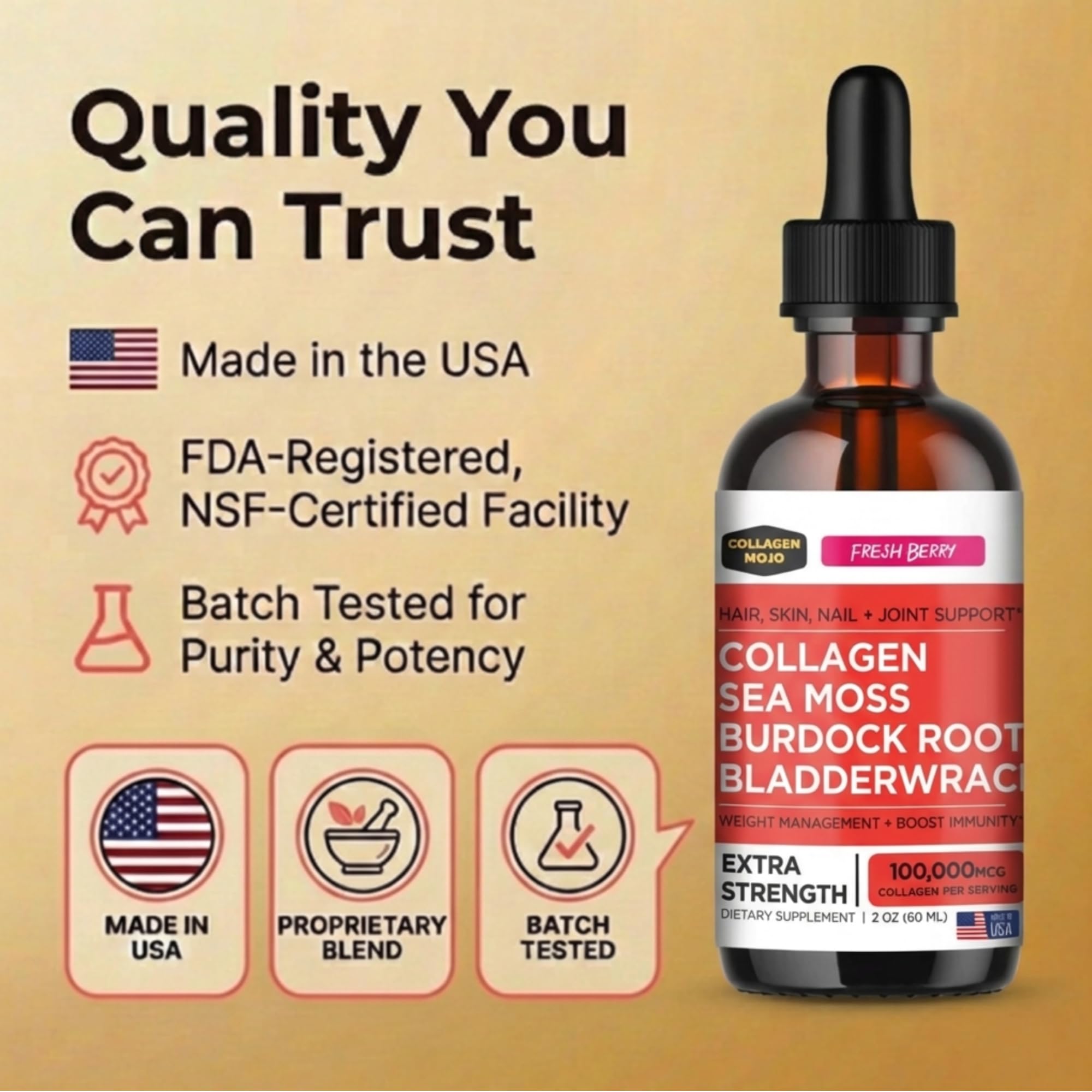Collagen Mojo Liquid Collagen 132g dropper close-up