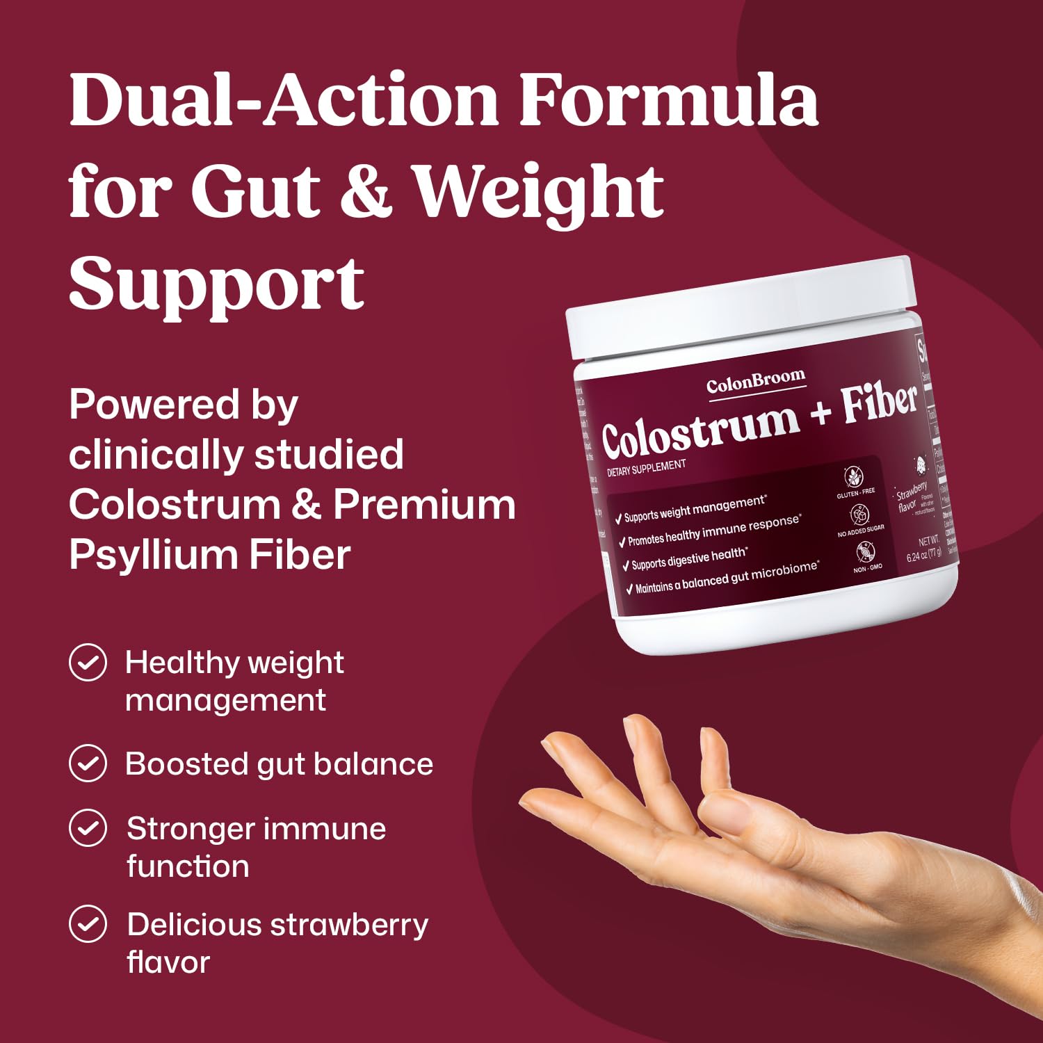 ColonBroom Psyllium Husk & Colostrum Supplement packaging