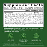ColonBroom Spirulina Super Greens Powder 213g mixed in a glass