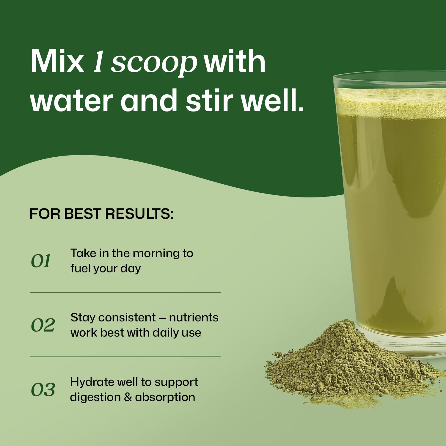 ColonBroom Spirulina Super Greens Powder 213g with fresh ingredients