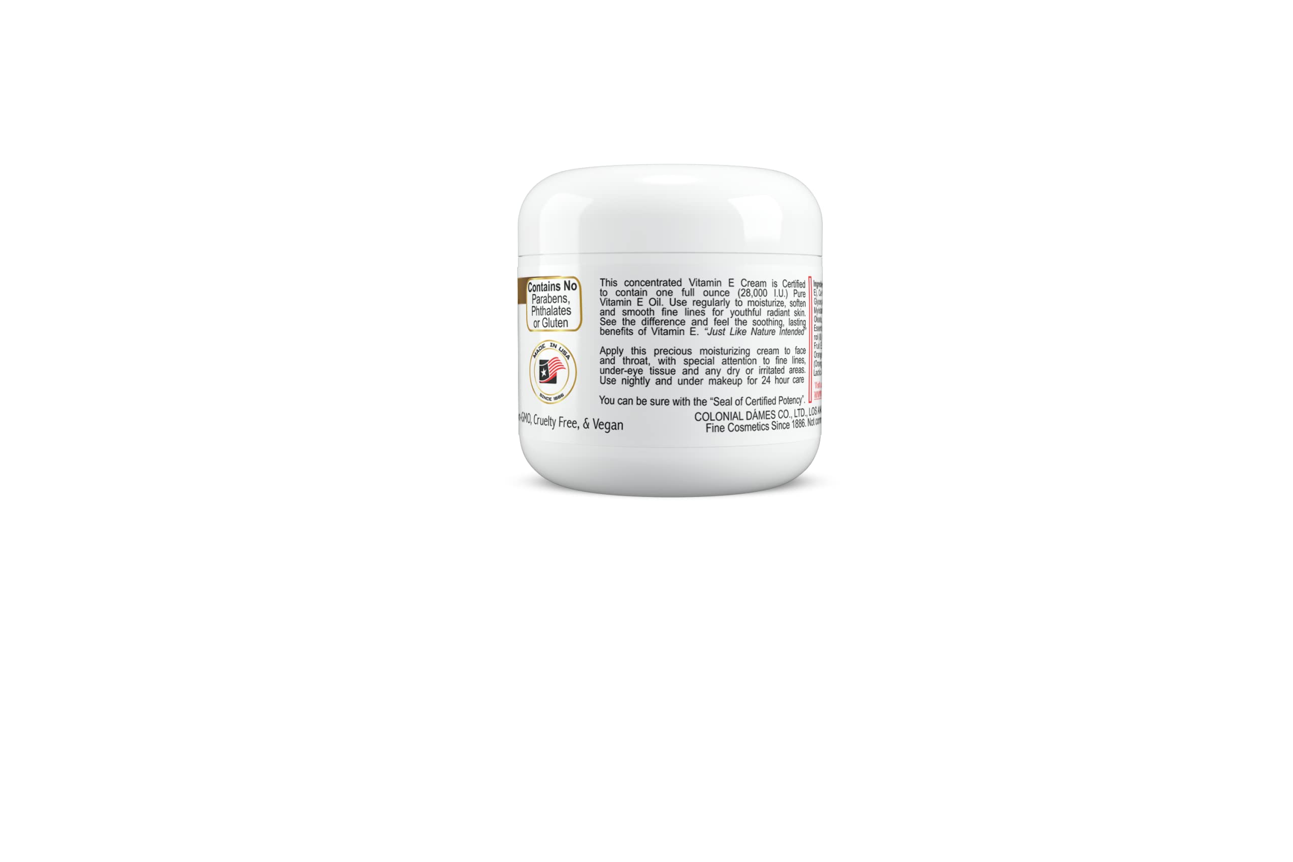 Colonial Dames Vitamin E Cream 28,000 IU packaging