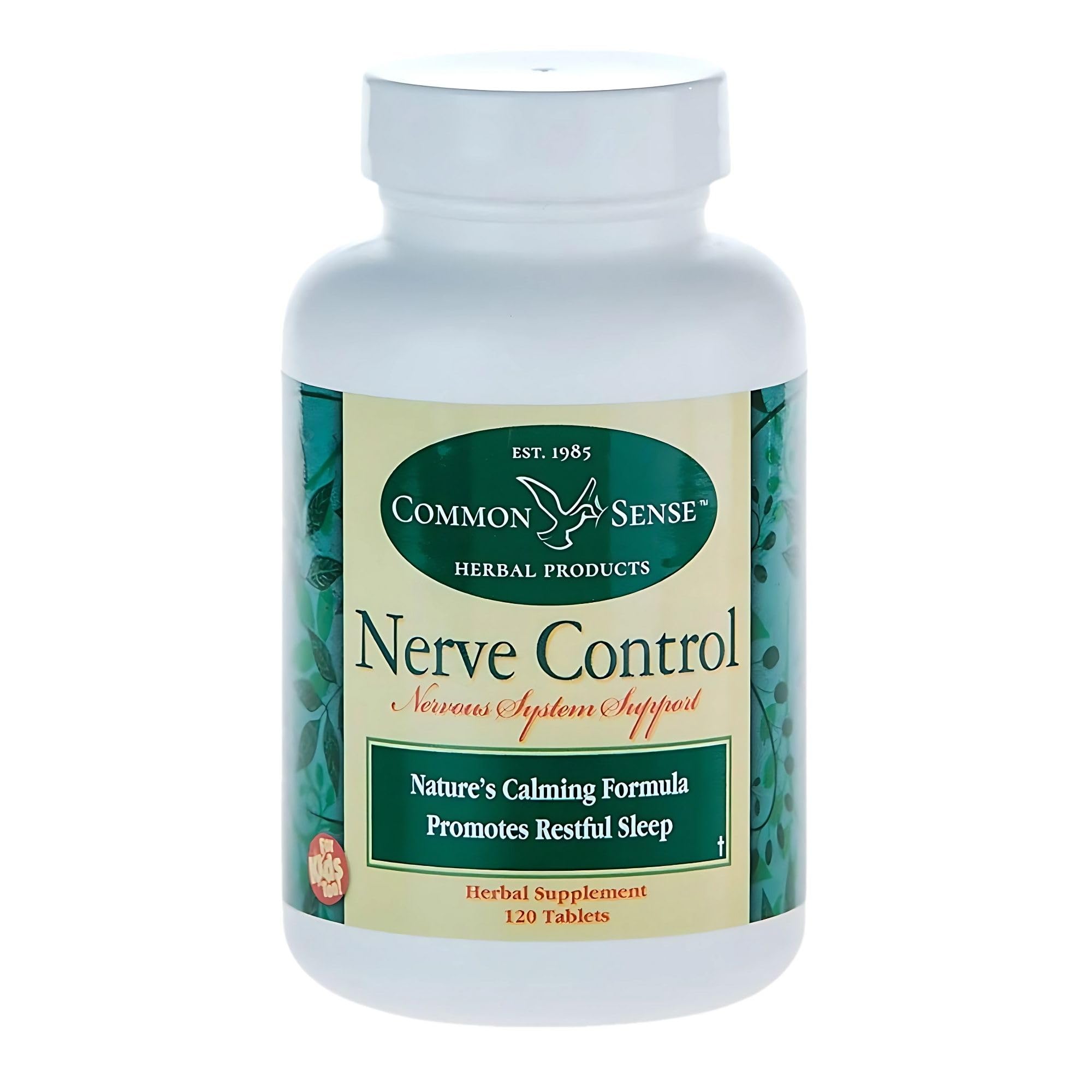 Common Sense Herbal Products Nerve Control 120 Tablets front view