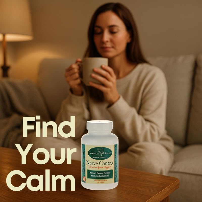 Common Sense Herbal Products Nerve Control 120 Tablets with herbal ingredients
