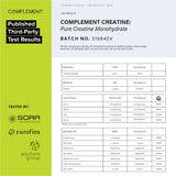 Complement Creatine Monohydrate 300g on a kitchen counter