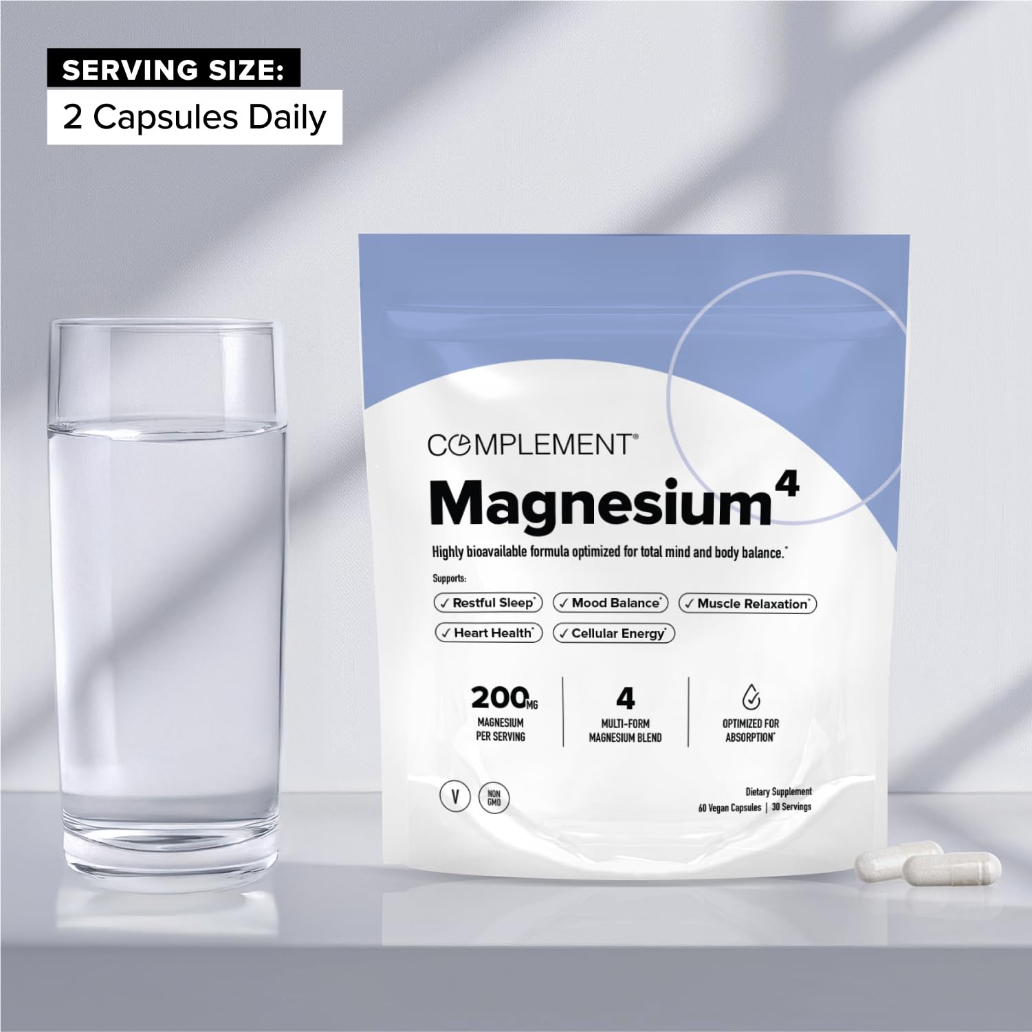Complement Magnesium Complex Supplement 276mg side view