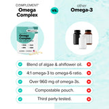 Complement Omega Complex 900mg Omega-3 Supplement capsules close-up