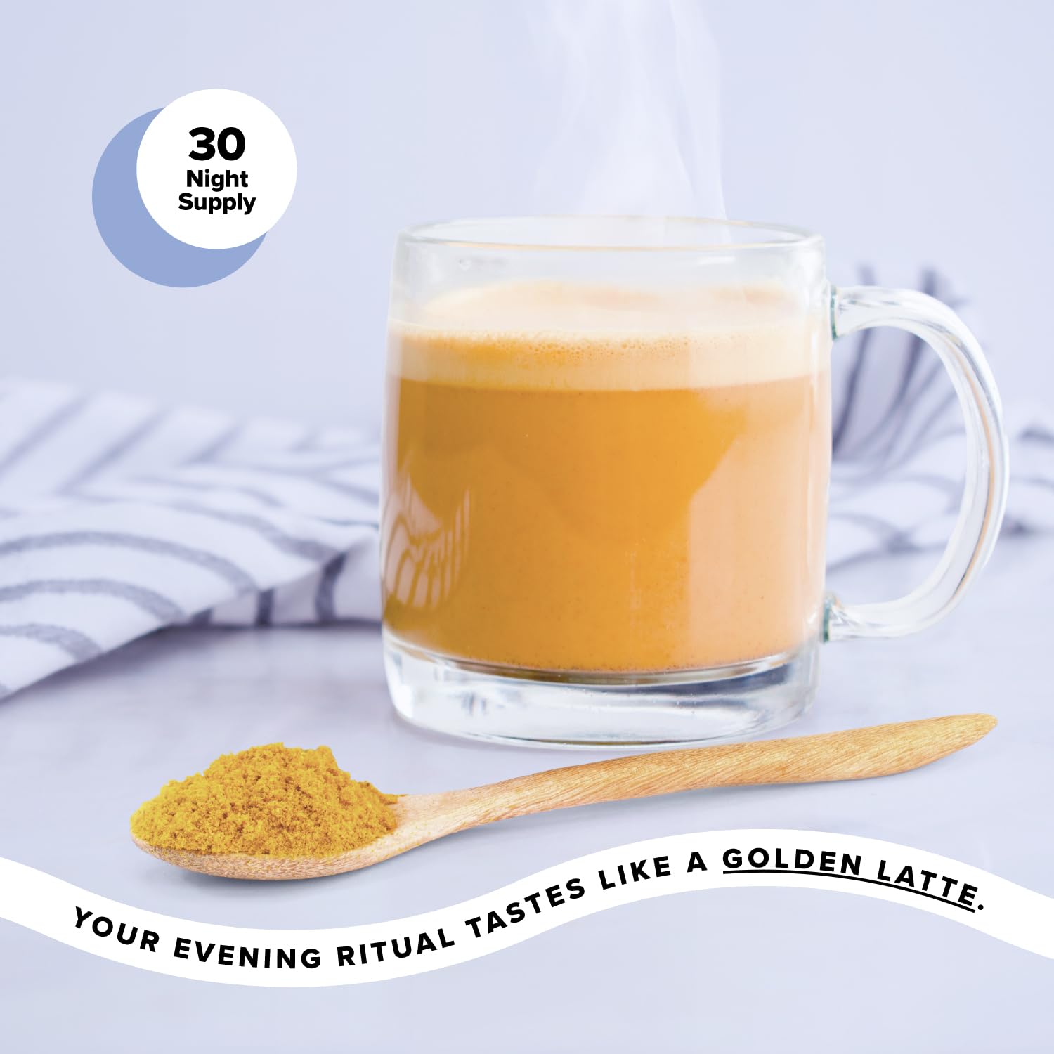 Complement Restore Golden Latte drink served in a cup with cinnamon